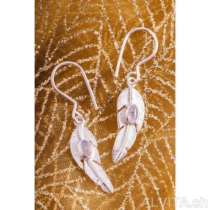 Feder Ohrringe mit Labradorit Feder Ohrringe mit Labradorit