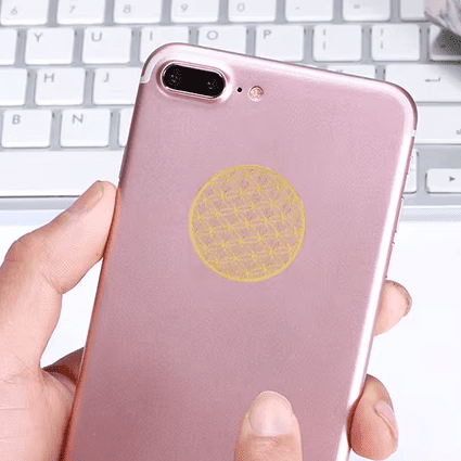 Handy Aufkleber Gold Blume des Lebens Anti-Strahlung-Aufkleber “Blume des Lebens” Gold – Bild 1