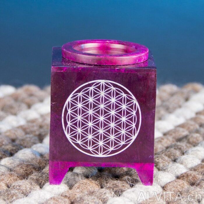 Aromalampe - Blume des Lebens, Speckstein violett Aromalampe - Blume des Lebens, Speckstein violett