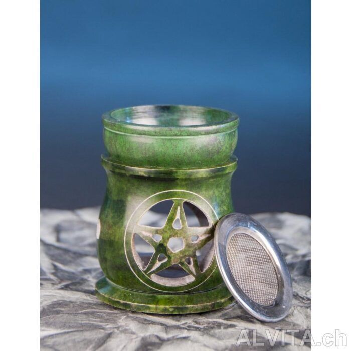 Aromalampe Pentagramm mit Sieb, grün Aromalampe Pentagramm mit Sieb, grün