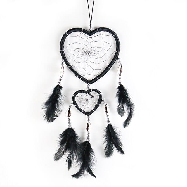 Traumfaenger-Doppelherz-schwarz traumfänger schwarz doppelherz