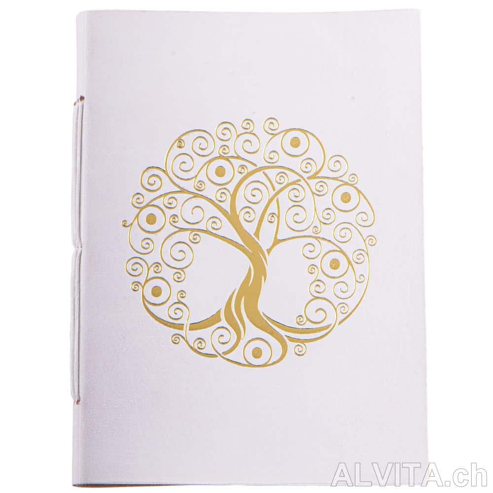 Schreibbuch Lebensbaum weiß-gold Schreibbuch Lebensbaum weiß-gold