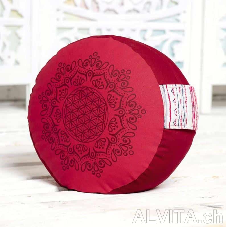 hibiskus medit Meditationskissen rund - hibiskus/rot von Spirit of OM – Bild 1