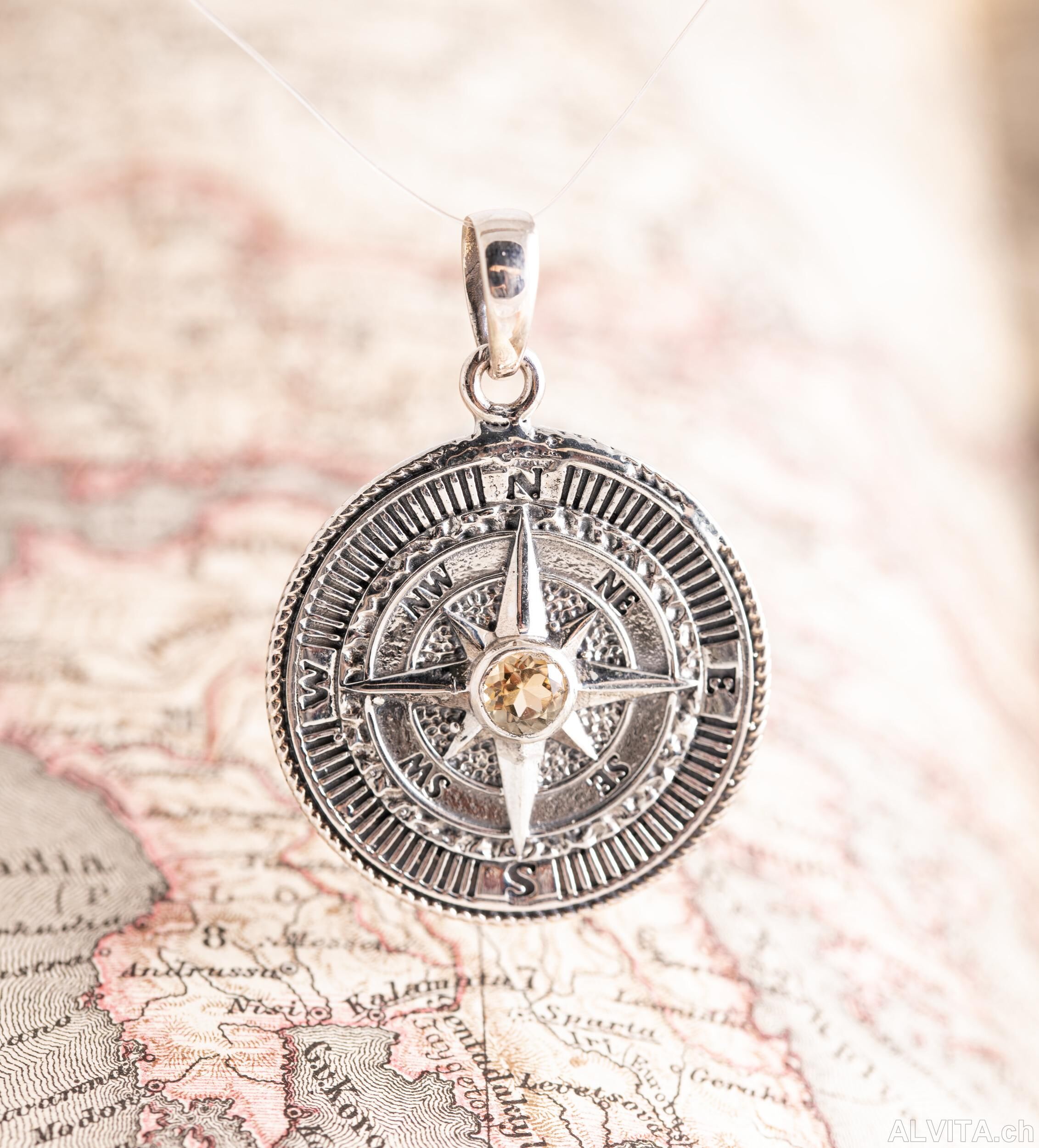 Kompass Anhänger mit Citrin – Bild 1