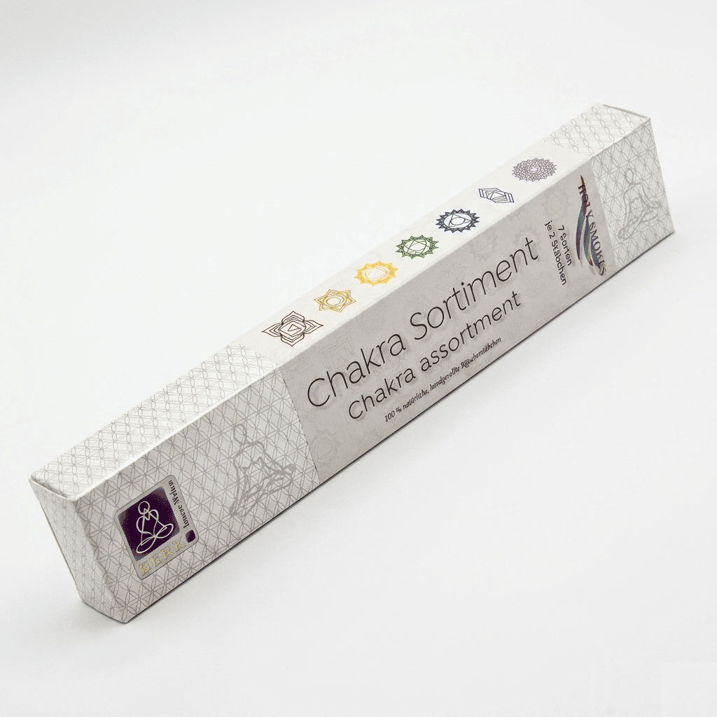 Räucherstäbchen Chakra Sortiment Sortimentpackung der Berk Chakraline