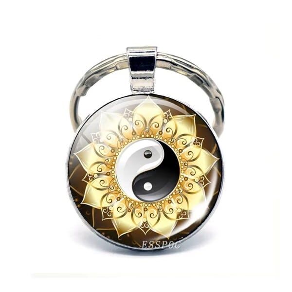 Ying Yang Schlüsselanhänger Lotusblume 2 Ying Yang Lotus Schlüsselanhänger – Bild 1