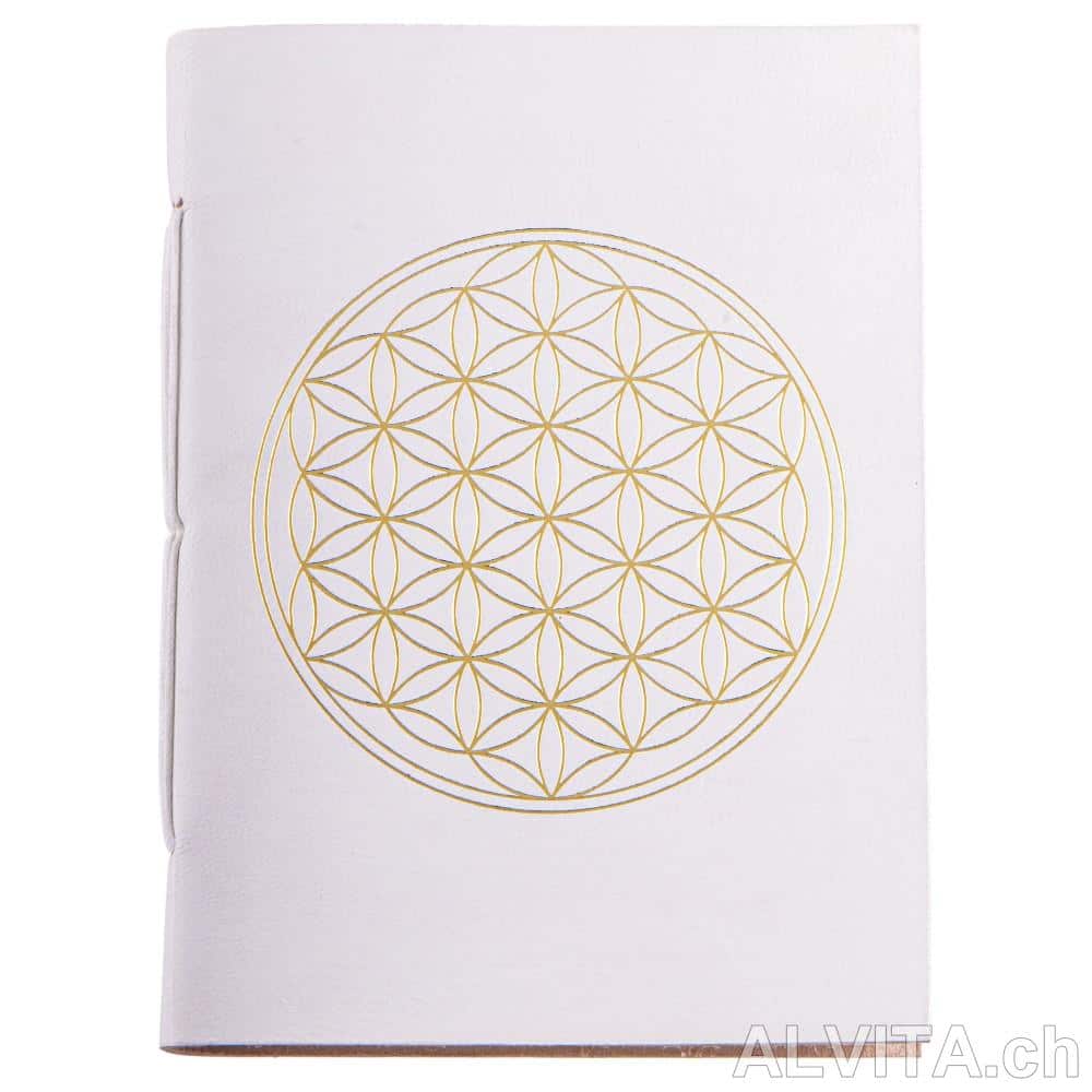 Schreibbuch Lebensblume weiß-gold