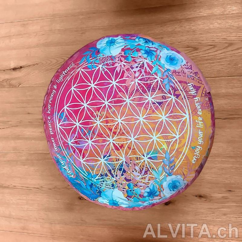 Meditationskissen rund - pink/bunt - Spirit of OM – Bild 1
