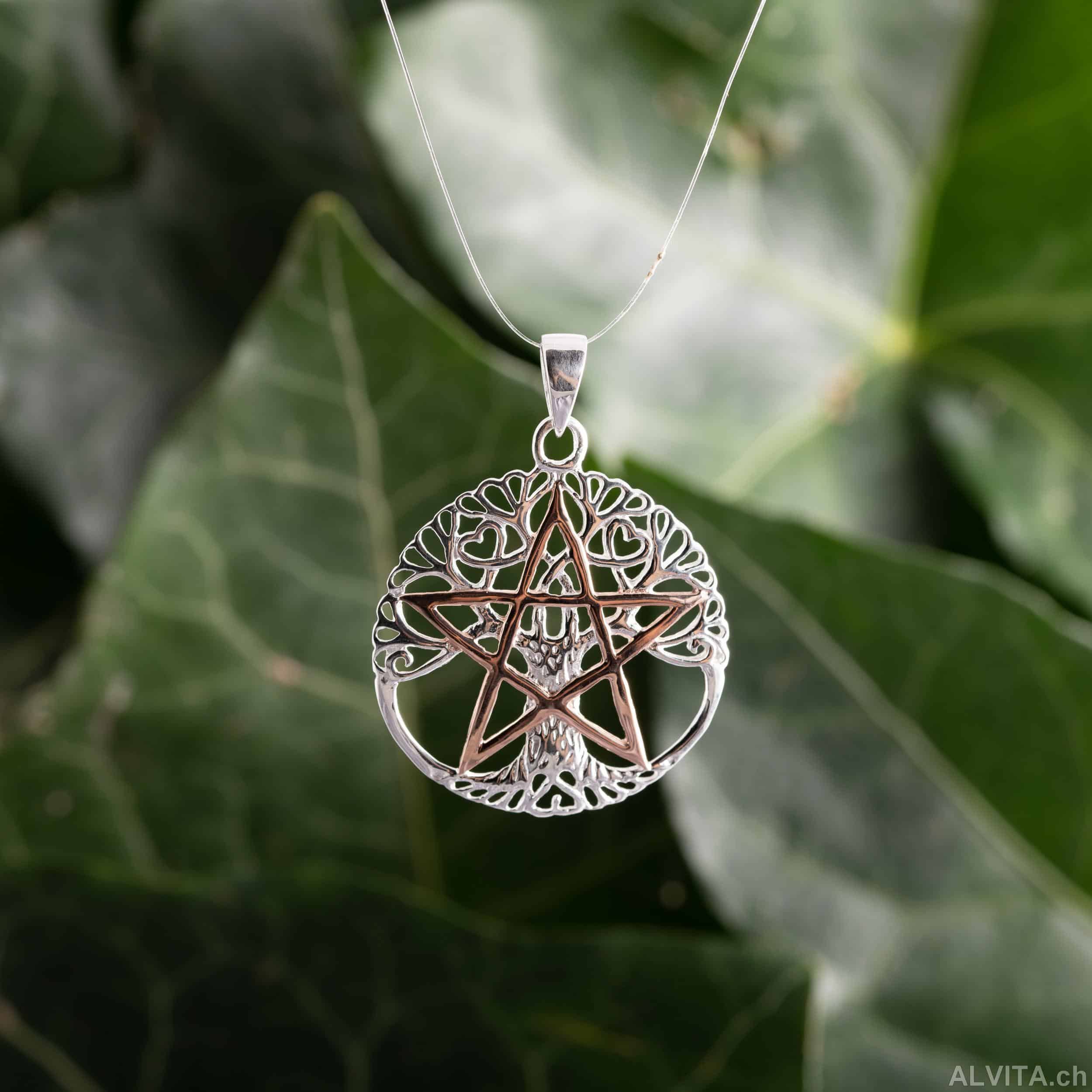 Yggdrasil mit Pentagramm Anhänger 925 Silber – Bild 1